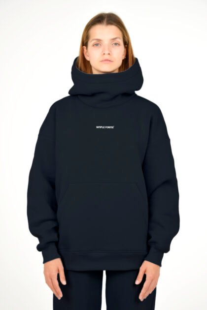 Худи женский черный с высоким капюшоном