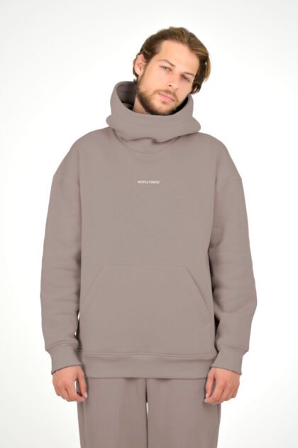Худи мужской светло-коричневый с высоким капюшоном