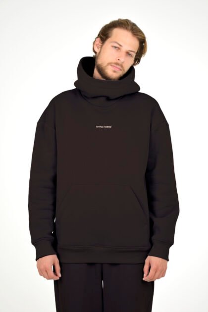 Худи мужской темно-коричневый с высоким капюшоном