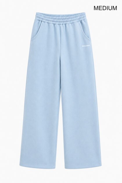 Широкие женские штаны средние Light-blue